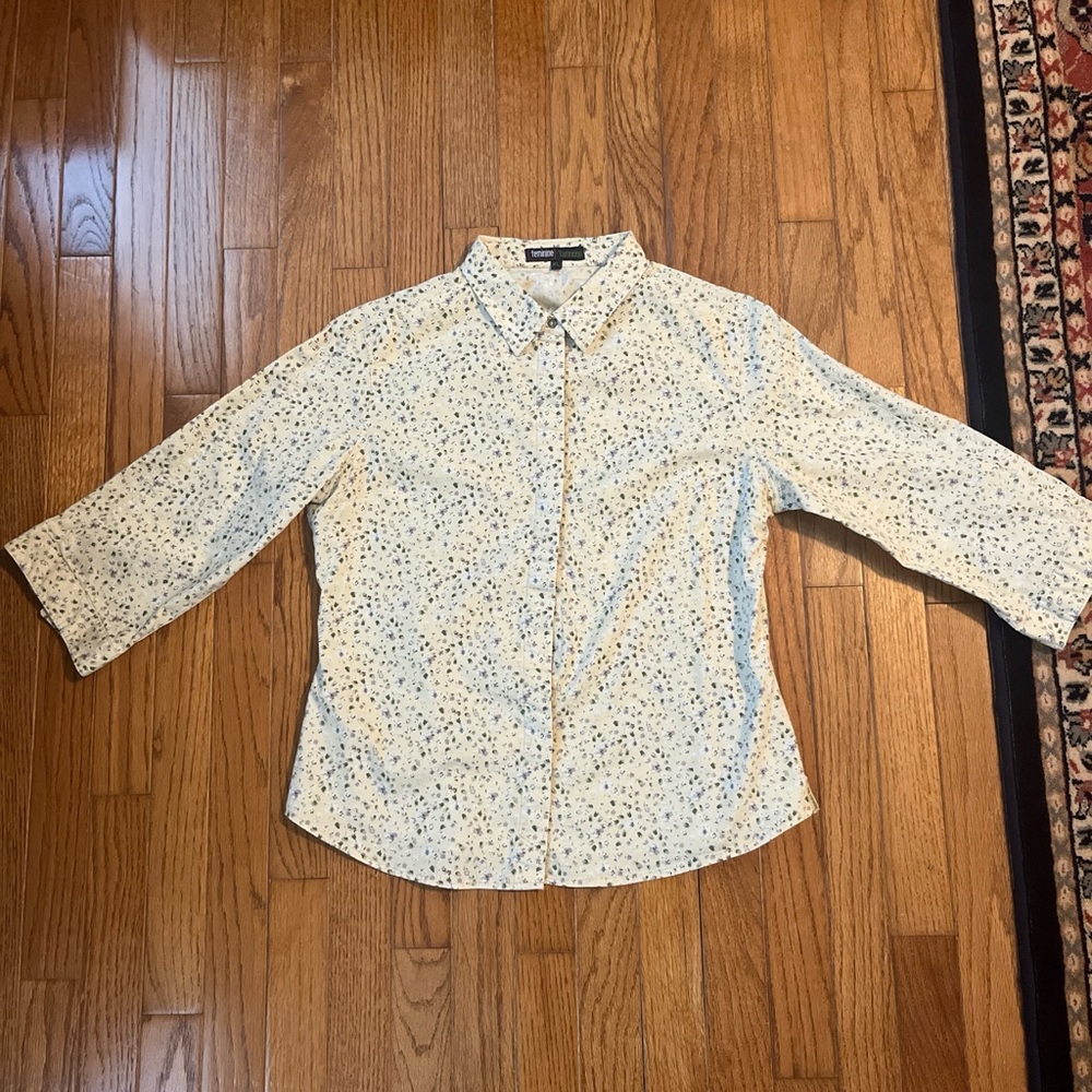 Women's Cream Patterned Blouse